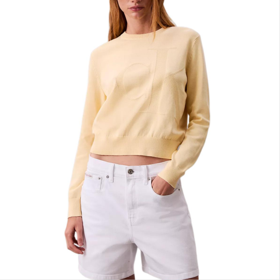 Calvin Klein Sweaters Women's Light Yellow Crew Neck Moderate Other