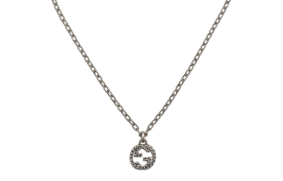 GUCCI GUCCI 2000 2024 Sterling Silver Interlocking G Pendant Necklace