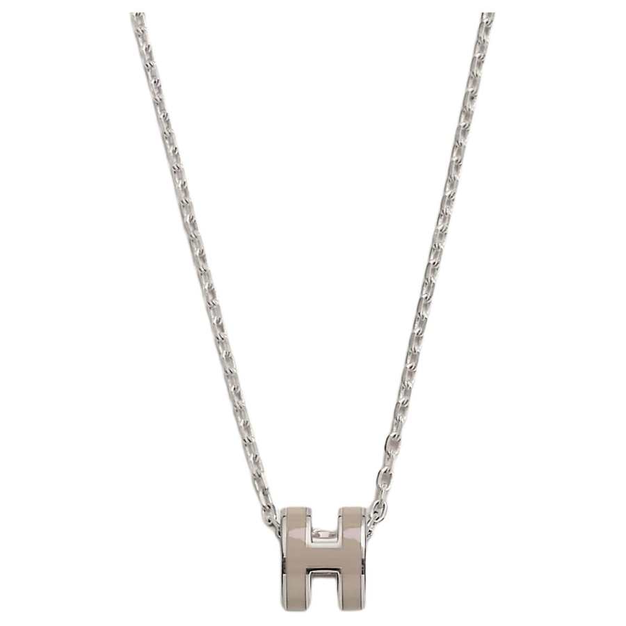 HERMES HERMES Mini Pop H Pendant Palladium tone