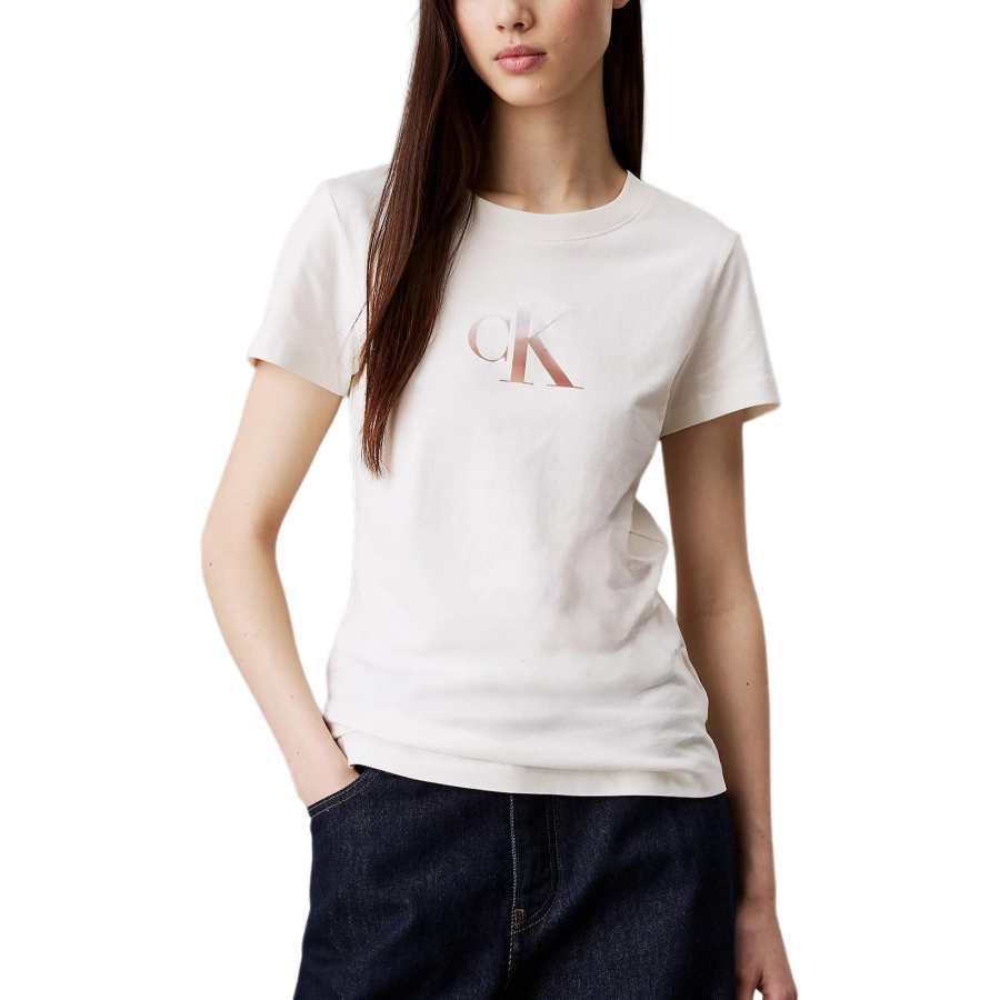 CALVIN KLEIN Regular T Shirt Women's Ivory Europe Version