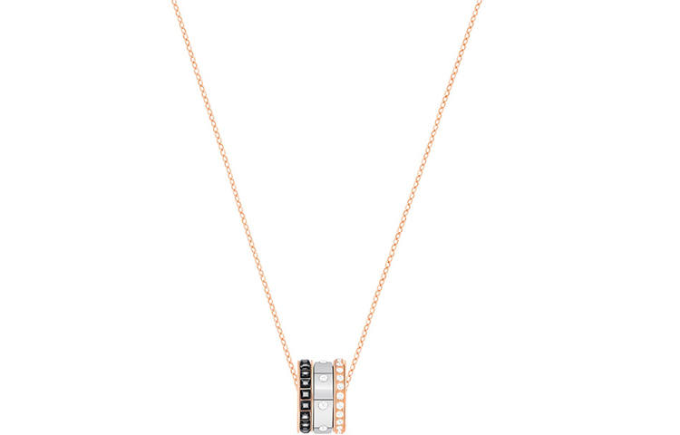 Swarovski Hint Faux Crystal Stone, Multiple Metal Decoration Necklaces Women's Black