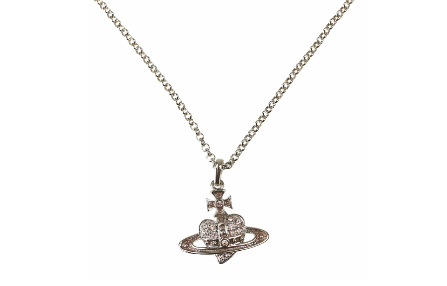 Vivienne Westwood Reverse Centripetal Saturn Pendant Design Necklace Unisex Silver