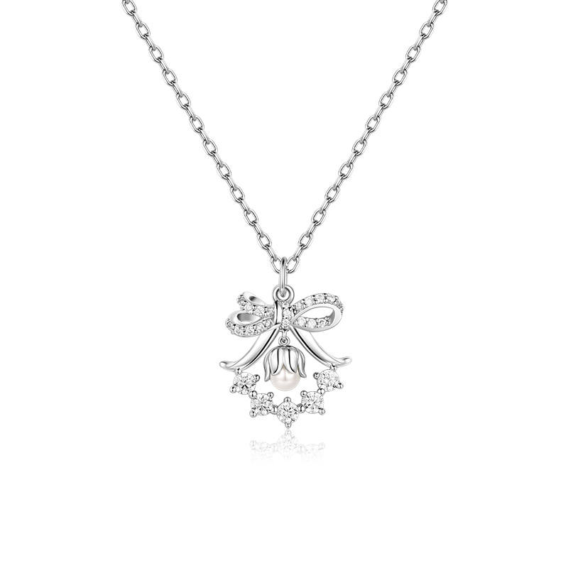 FANCI 925 Sterling Silver Synthetic Cubic Zirconia Necklaces Women's Silver Gold