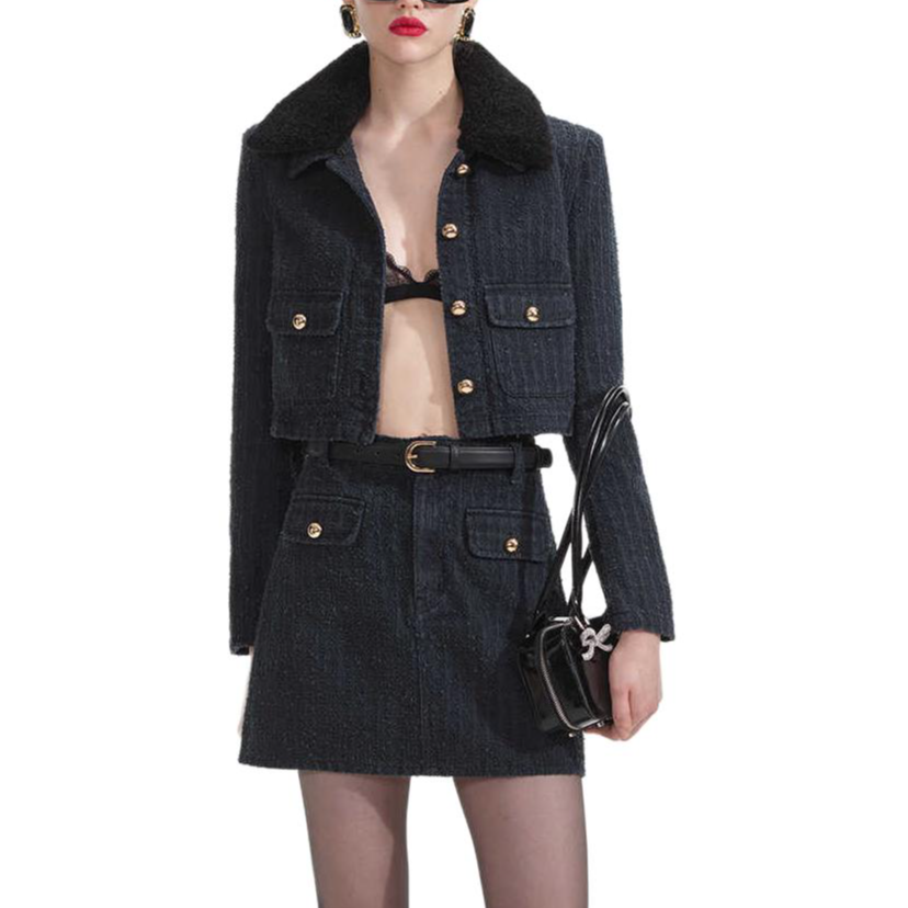 Self-portrait Self-portrait Textured Denim Jacket