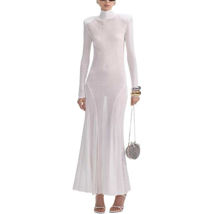Self-portrait Self portrait Long Sleeved Dress Women's Pure White