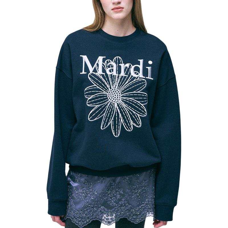 MARDI MERCREDI SWEATSHIRT FLOWERMARDI NEEDLEWORK NAVY LIGHTGREY Sweatshirt Women's Marine Blue
