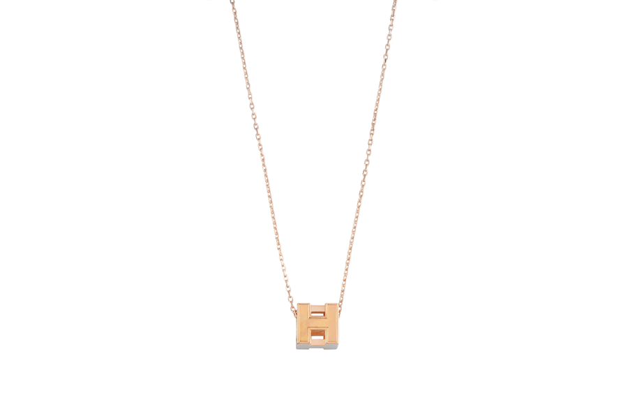 HERMES Cage D'H Alloy Necklaces Unisex Light Umber Rose Gold