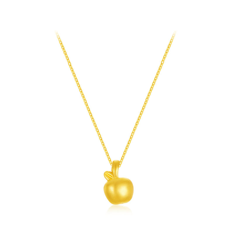 CGC Peaceful Apple Pendant, Refined Luxury Apple, Niche Premium Collarbone Chain 3D Hard Gold, Cool And Joyful