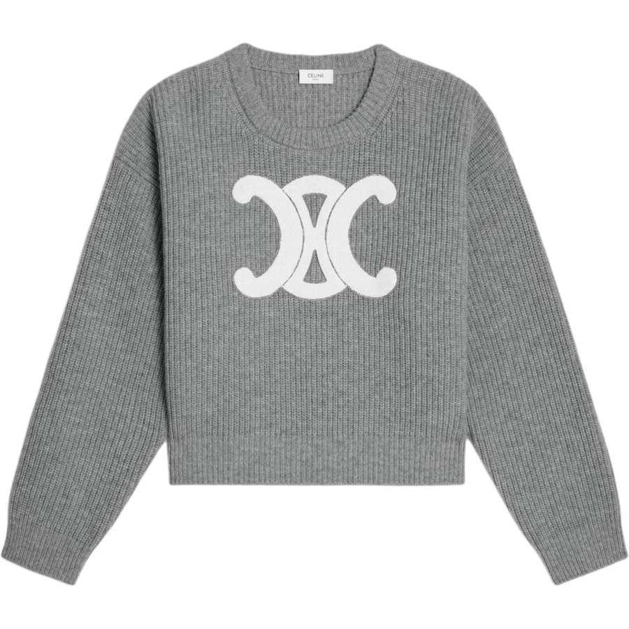 CELINE CELINE Sweaters Women's Medium Gray Crew Neck Moderate Other