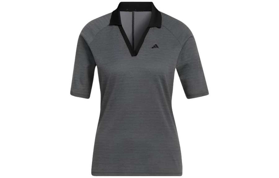 Adidas Adidas Polo Shirts Women's Black Gray Color Polo Collar Moderate Straight Fit