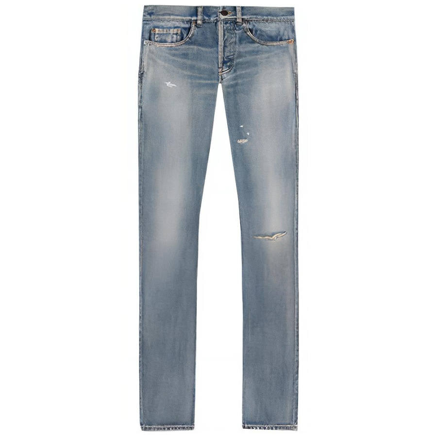 SAINT LAURENT Jeans Men's Blue Moderate Straight Fit Pants
