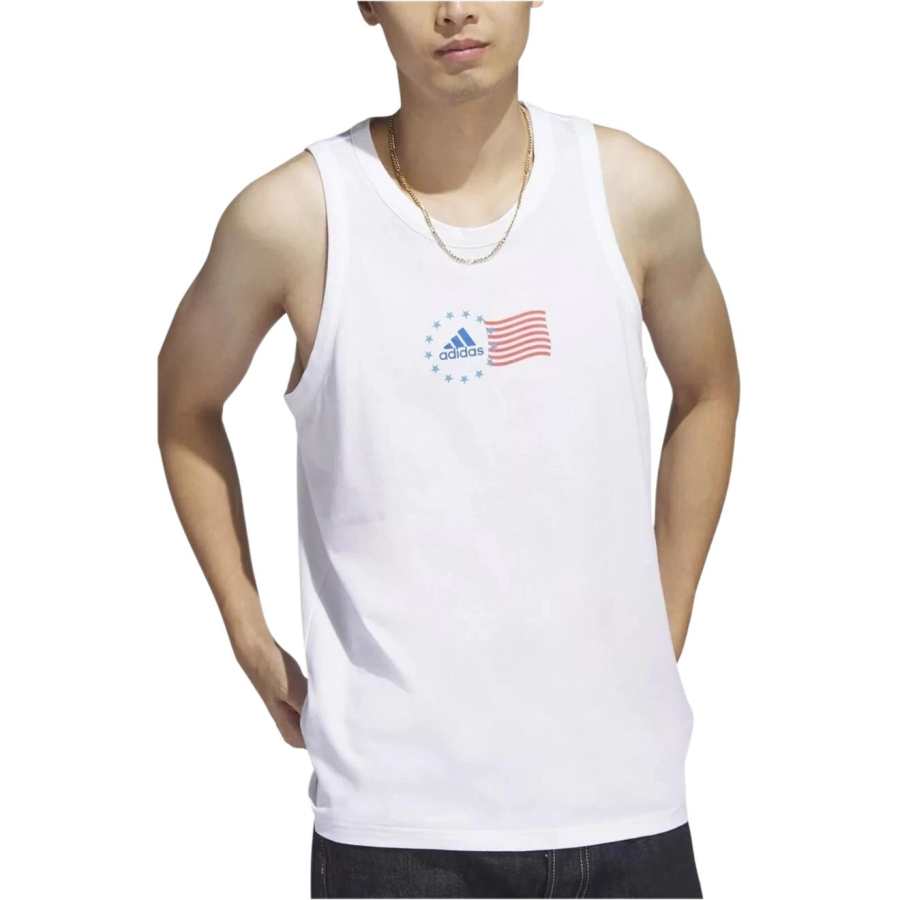 Adidas Adidas Clothing Tank Tops Men's White Crew Neck Moderate Other