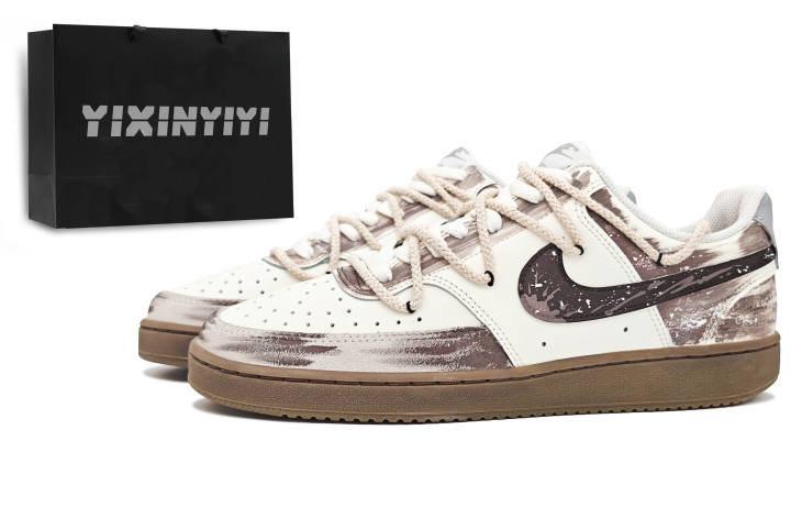Nike Nike Court Vision Abrasion Resistant Low top Skateboard Shoes Unisex White Brown