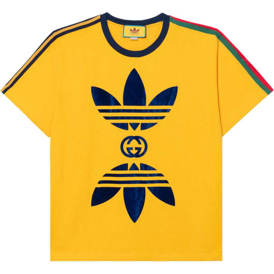 GUCCI X Adidas Originals SS22 Cotton Jersey T-Shirt Yellow