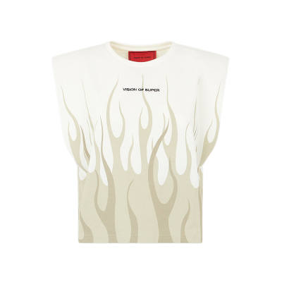 Vision Of Super Flame print Padded shoulder Top