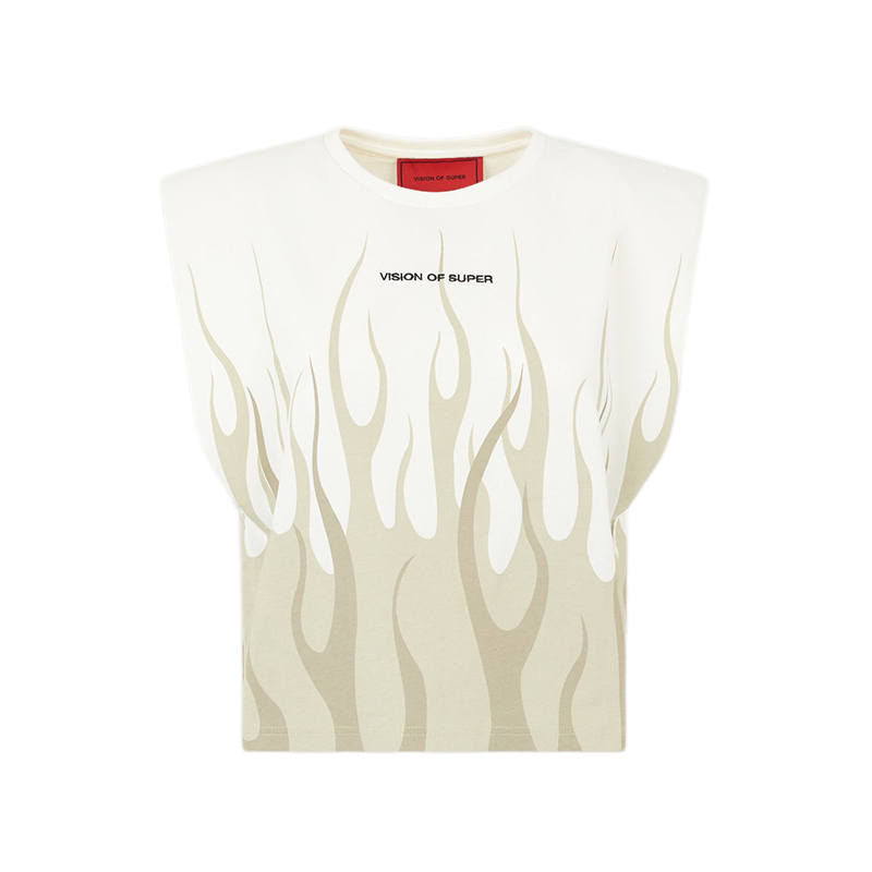Vision Of Super Flame print Padded shoulder Top