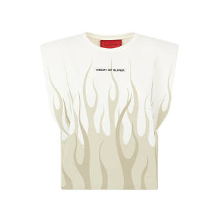 Vision Of Super Flame print Padded shoulder Top
