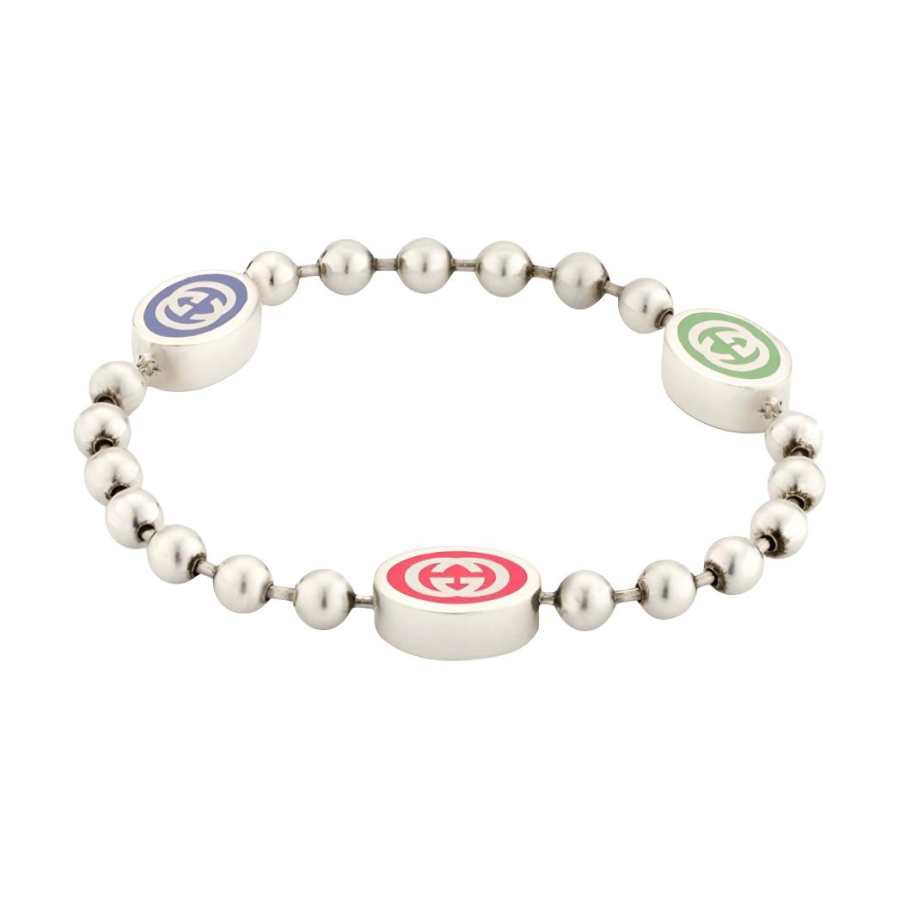 GUCCI GG 925 Sterling Silver Enamel Bracelets Unisex Silver