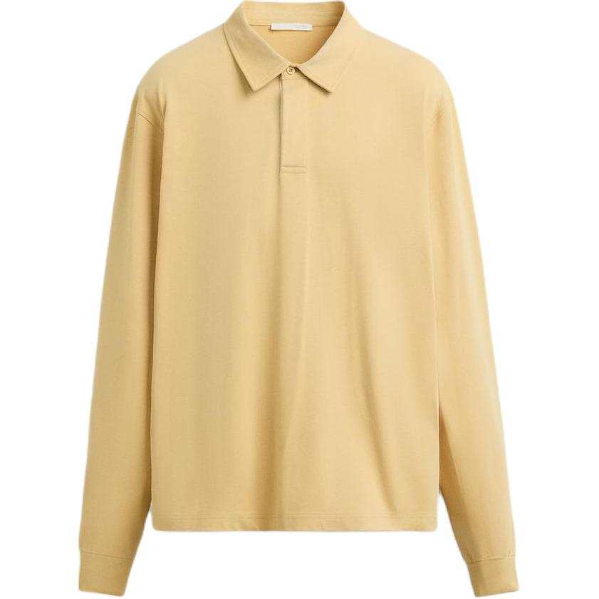ZARA Polo Shirts Men's Yellow Lapel Moderate Straight Fit