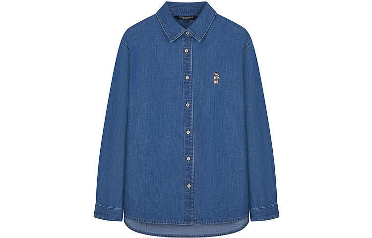 Teenie Weenie Shirts Women's Medium Blue Lapel Moderate Denim