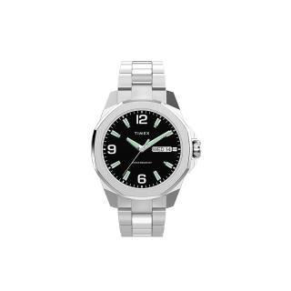 TIMEX MAIN STREET Wrist Watches Quartz Movement Stainless Steel Strap 46mm Black Dial Men's Watches