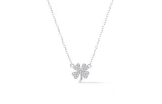 HOLLY RYAN 999 Silver Zircon 'Wealth' Lucky Four Leaf Clover Necklace Women's Silver