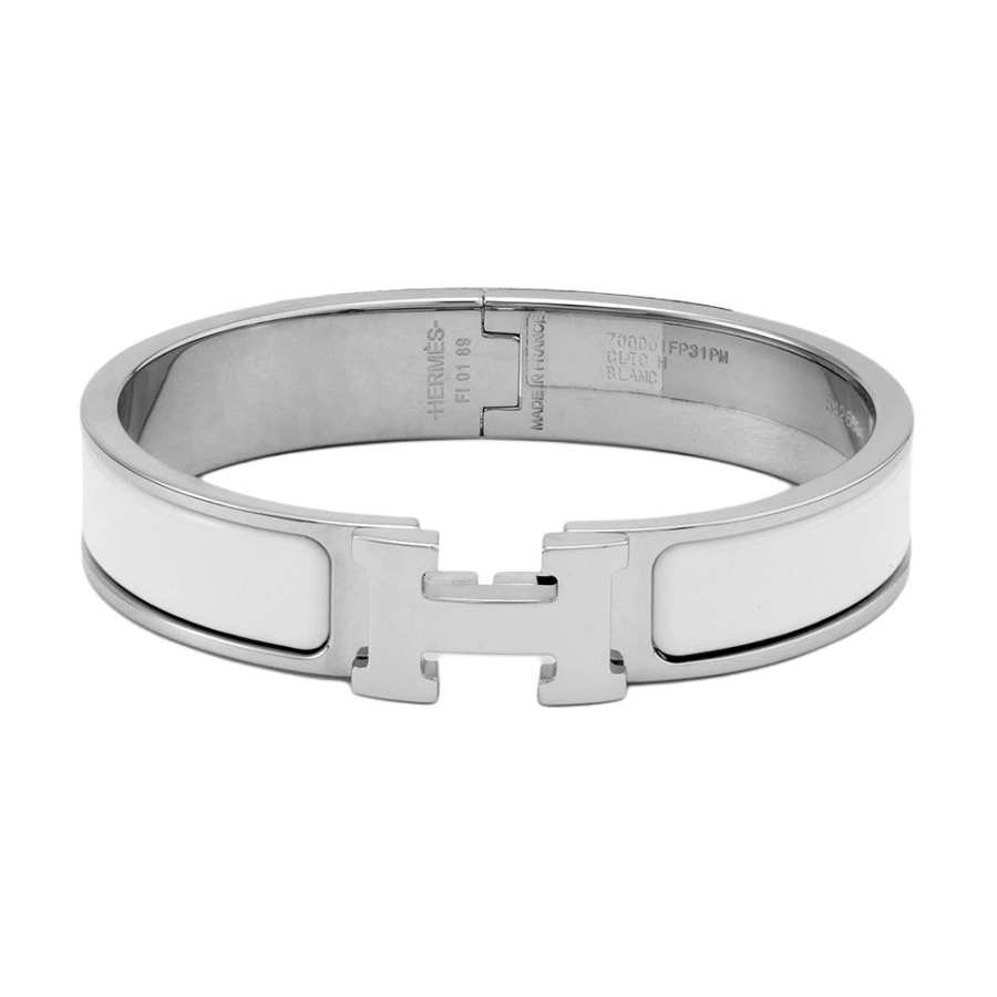 HERMES HERMES Bracelet Narrow Clic Clac H Enamel Pm White