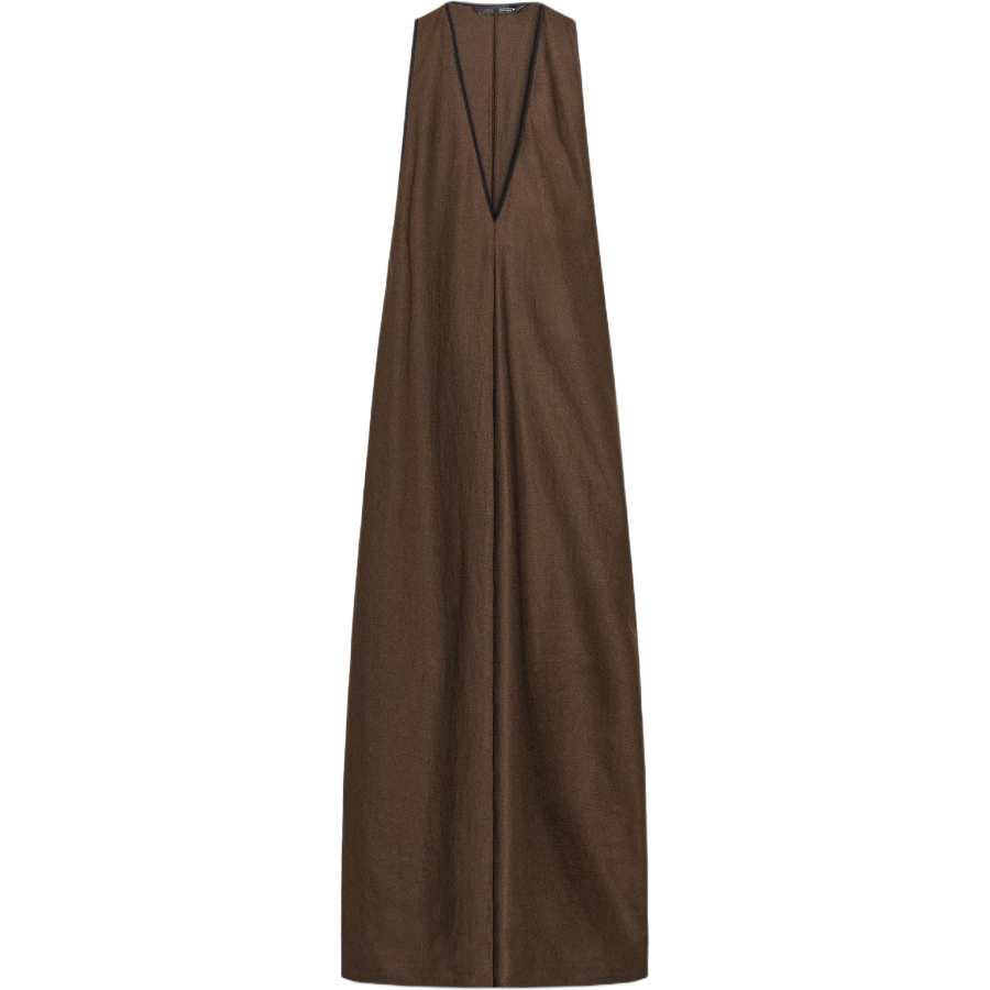 ZARA Sleeveless Dresses Women's Chocolate V Neck Moderate Long