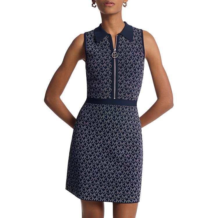 MICHAEL KORS Logo Jacquard Zip-Up Dress