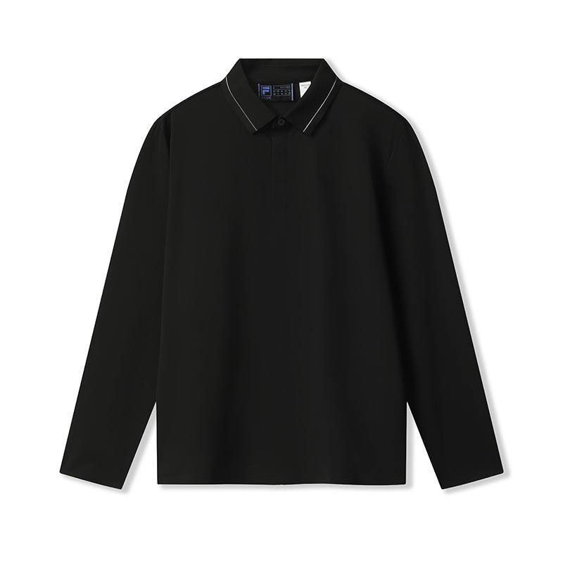 FILA Polo Shirts Men's Jet Black BK Polo Collar Moderate Straight Fit