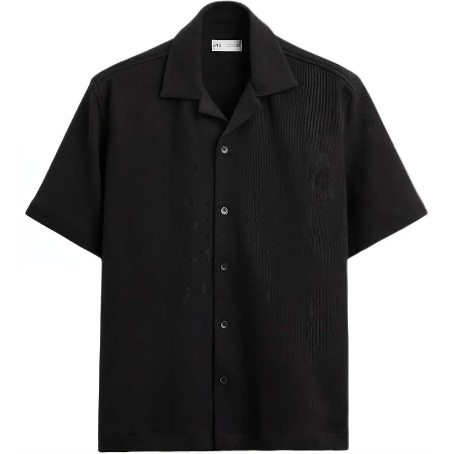 ZARA Shirts Men's Black Cuban Collar Moderate