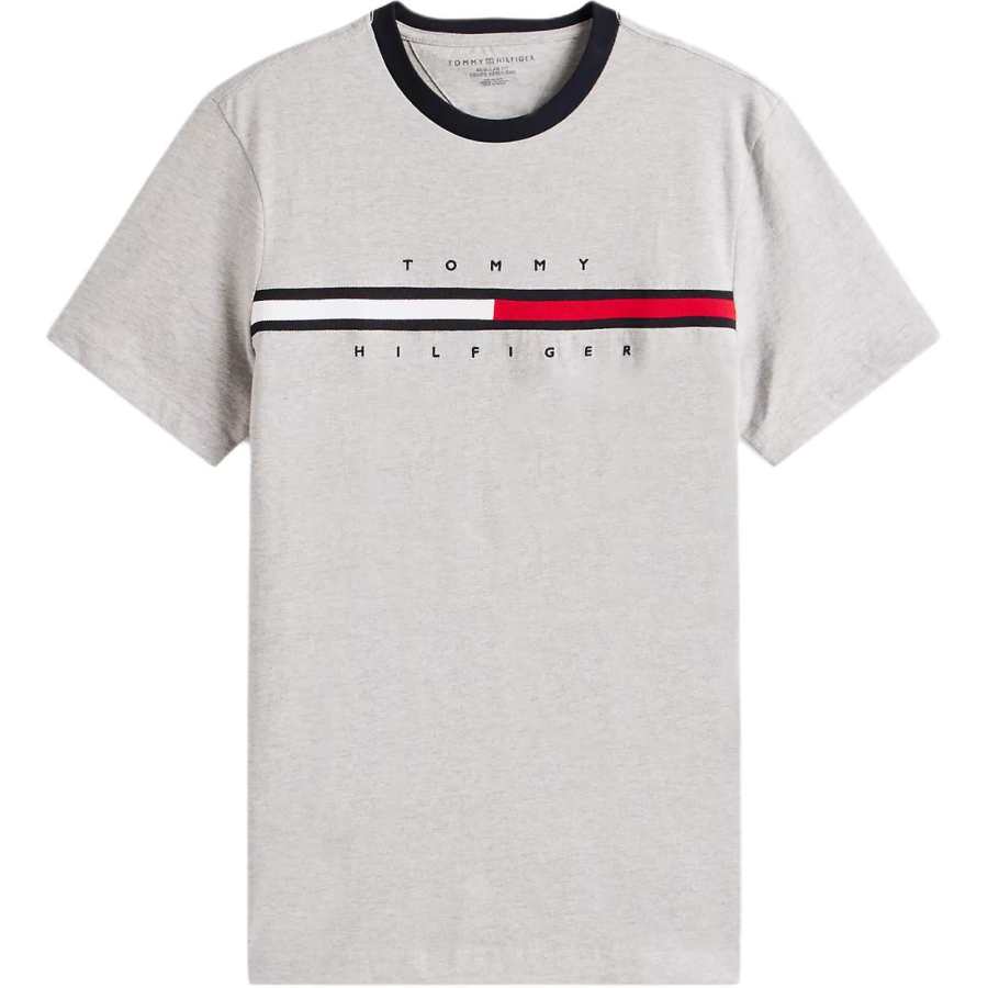 Tommy Hilfiger T Shirts Men's Gray Mixed Color Crew Neck