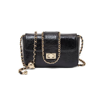 LAORENTOU Synthetic Leather Crossbody Bags Regular Women's Black/White