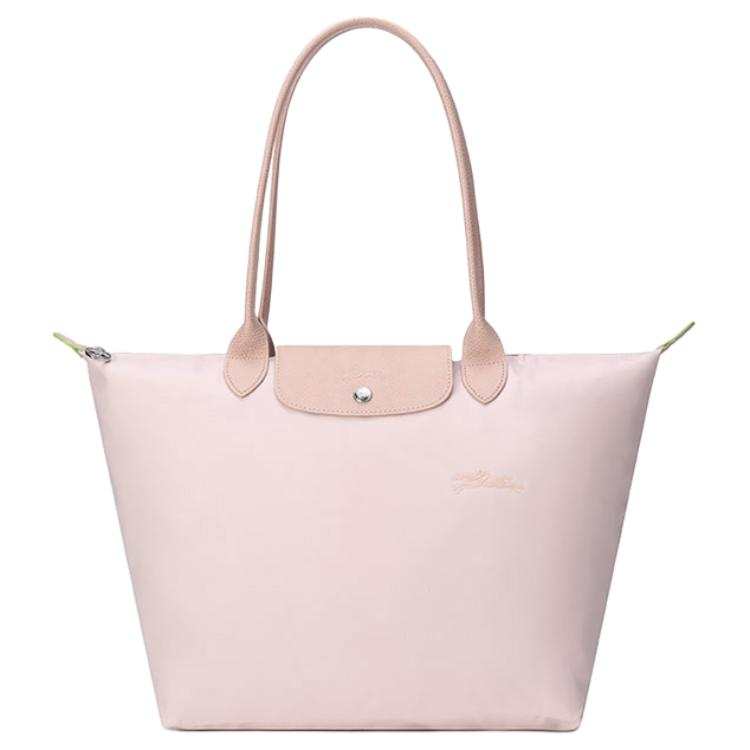 LONGCHAMP Le Pliage Green Canvas With Leather Handbag, Shoulder Bag Large Women's Cherry Blossom Pink