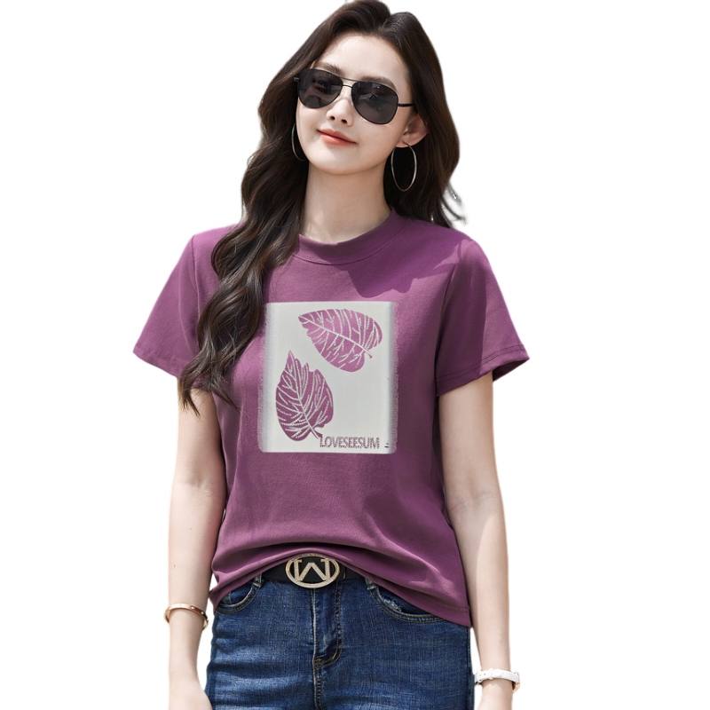 SIXUSICHOU T Shirts Women's Crew Neck Thin Straight Fit