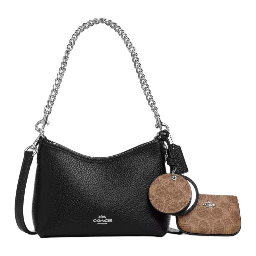 COACH Laurel Cow Leather Crossbody Handbag, Shoulder Bag Small Women's Black