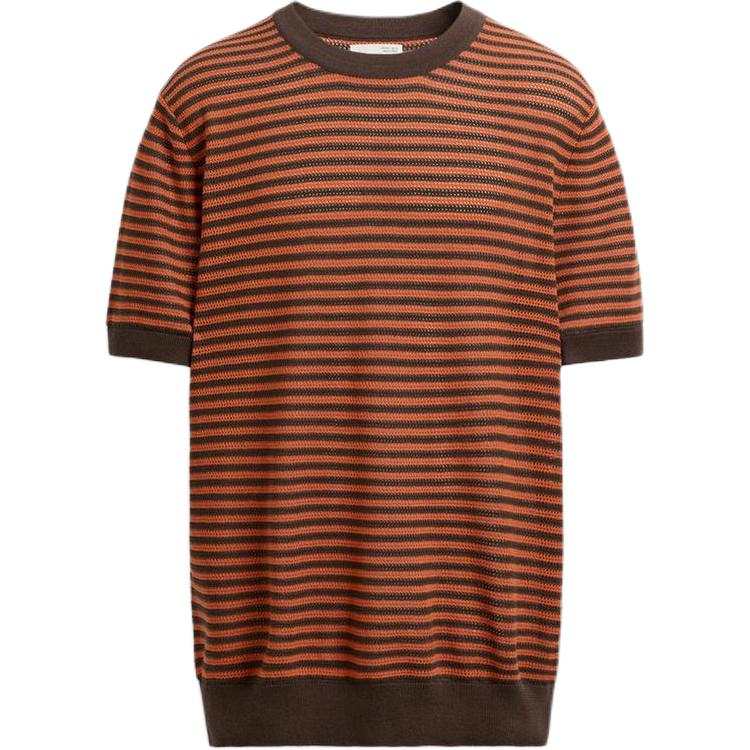 ZARA T Shirts Men's Orange Crew Neck Straight Fit