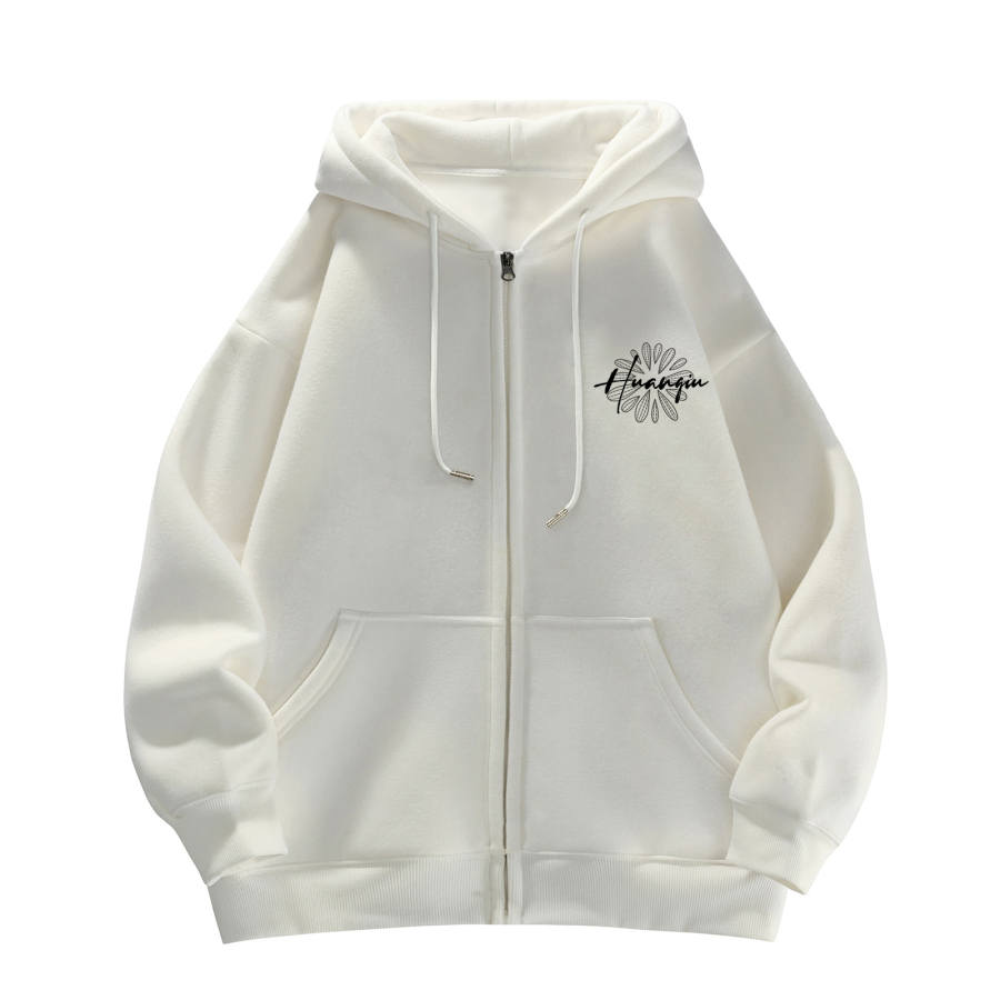HUANQIU Sweatshirts Unisex Hooded Moderate Cardigan