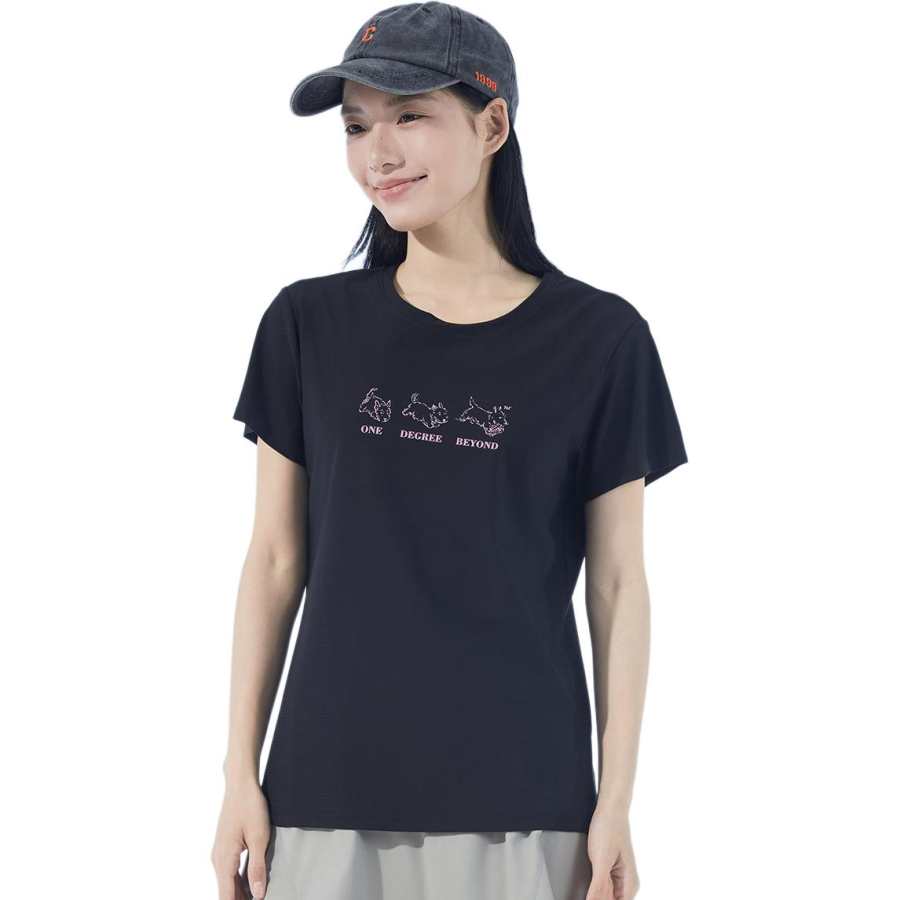 361° T Shirts Women's Super Black Crew Neck Moderate Straight Fit