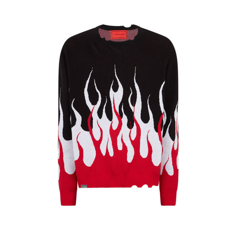 Vision Of Super Kids Flame Print Distressed Jumper