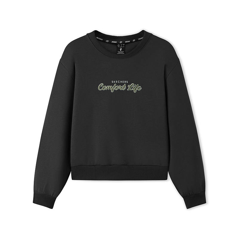 Skechers Sweatshirts Women's Carbon Black/0018 Crew Neck Moderate Regular
