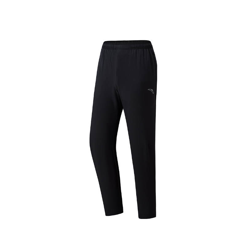 ANTA Knitted Sweatpants Men's Black Moderate Straight Fit Pants
