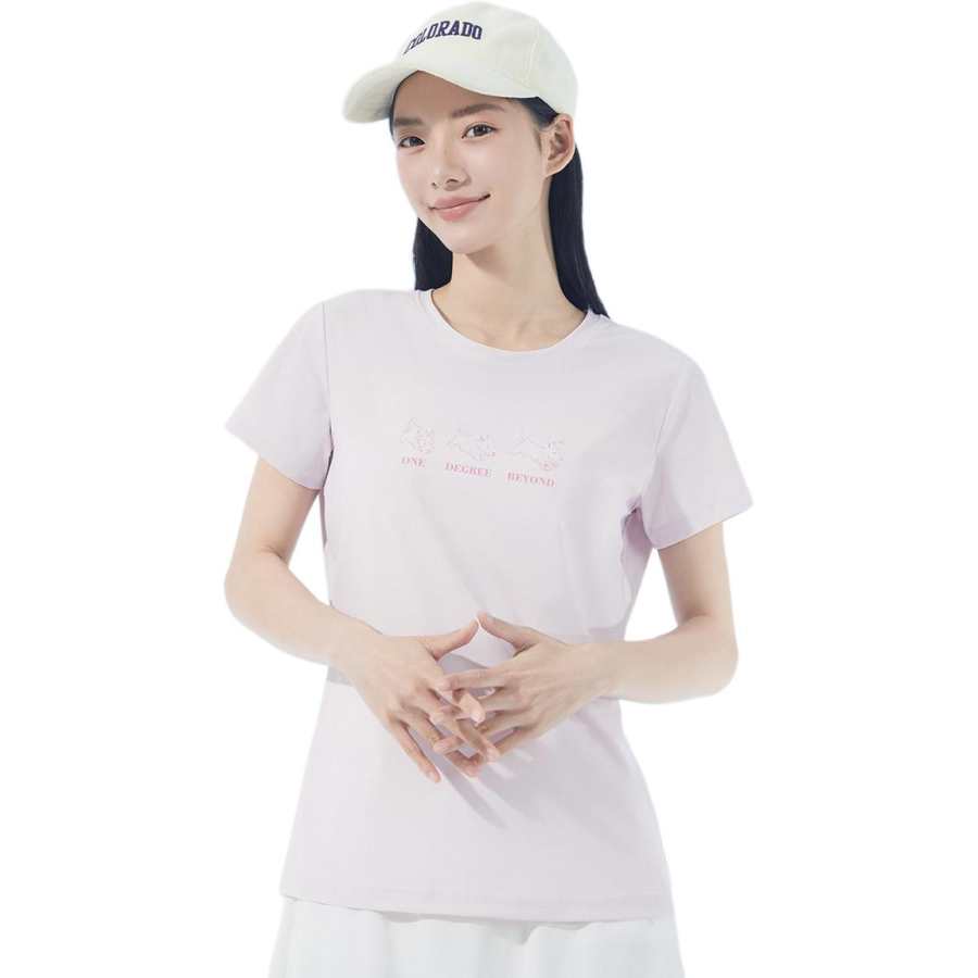 361° T Shirts Women's Shell Pink Crew Neck Moderate Straight Fit