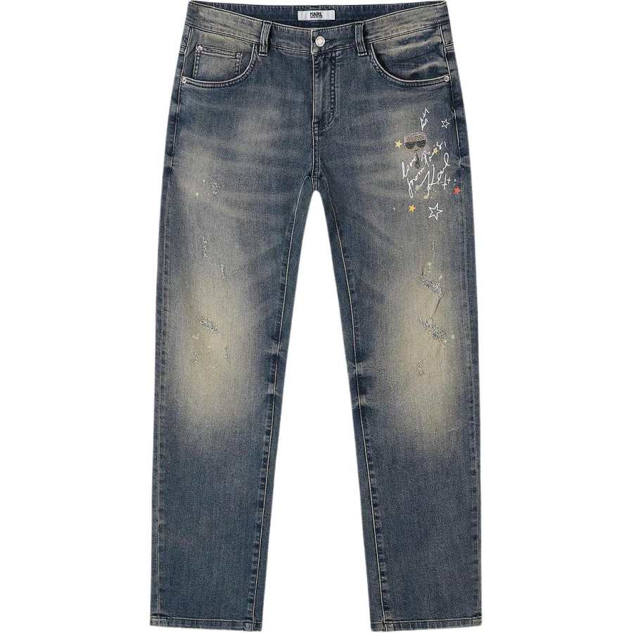 KARL LAGERFELD / Karl Lagerfeld Jeans Men's Black Denim Moderate Straight Fit Pants