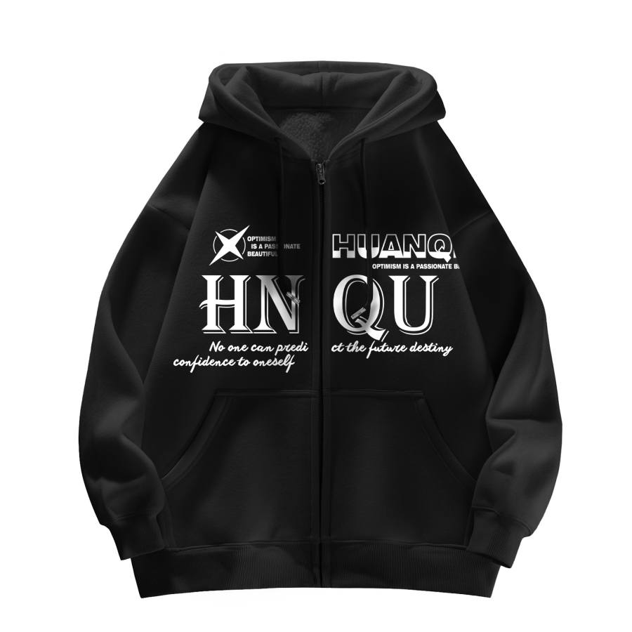 HUANQIU Sweatshirts Unisex Hooded Moderate Cardigan