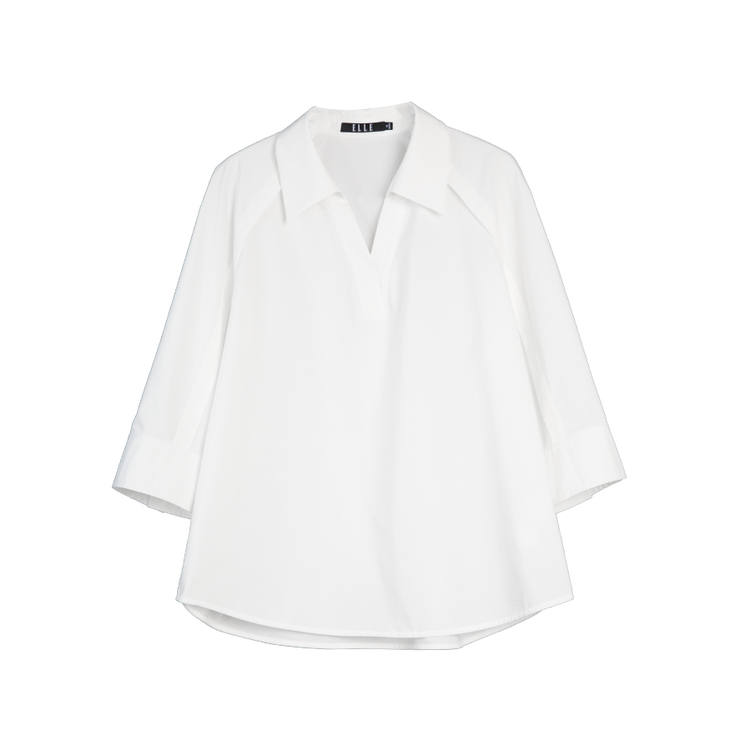 ELLE Shirts Women's White V Neck Shirt