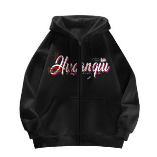 HUANQIU Sweatshirts Unisex Hooded Moderate Cardigan