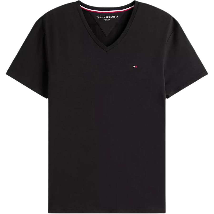 Tommy Hilfiger T Shirts Men's Black V Neck Moderate