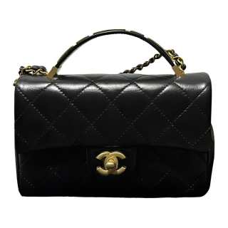 CHANEL Calfskin & Metal Flap Bag, Shoulder Bag, Crossbody Bag, Handbag Small Unisex Black