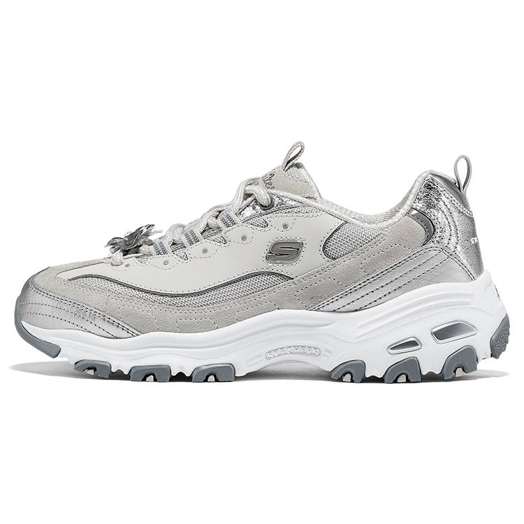 Skechers D'Lites 1.0 Cushioning Abrasion Resistant Low top Chunky Sneakers Women's Silver Gold